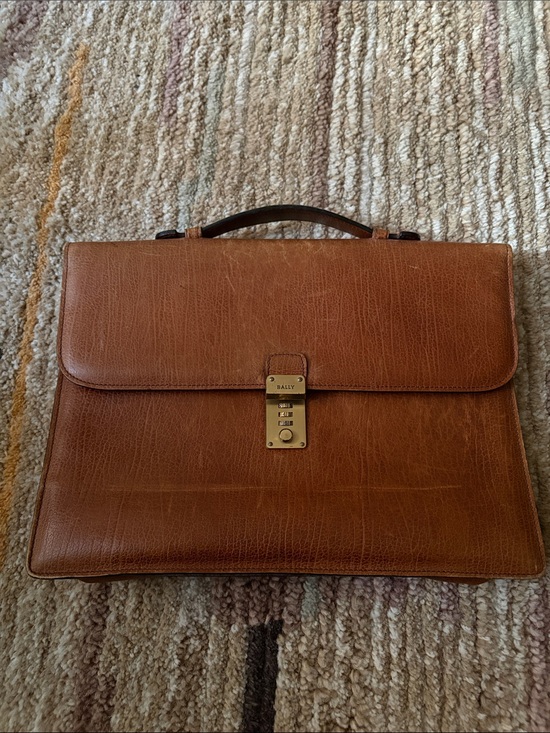 Bally Other - Bally Tan Leather Top-Handle Briefcase with Gold Hardware